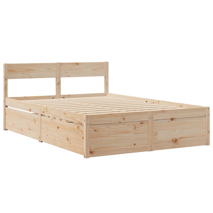 Bed with Drawers and Mattress 120x190 cm Small Double Solid Wood Pine