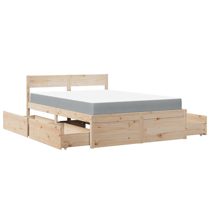 Bed with Drawers and Mattress 120x190 cm Small Double Solid Wood Pine