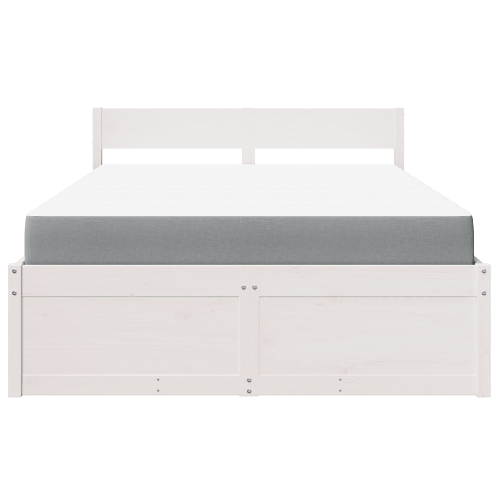 Bed with Drawers and Mattress White 120x190 cm Small Double Solid Wood Pine