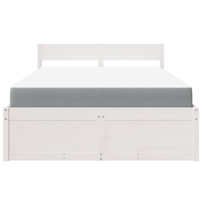 Bed with Drawers and Mattress White 120x190 cm Small Double Solid Wood Pine