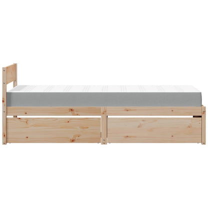 Bed with Drawers and Mattress 90x190 cm Single Solid Wood Pine