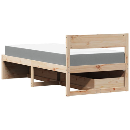 Bed with Drawers and Mattress 90x190 cm Single Solid Wood Pine