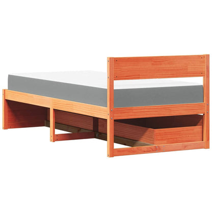 Bed with Drawers and Mattress Wax Brown 90x190 cm Single Solid Wood Pine