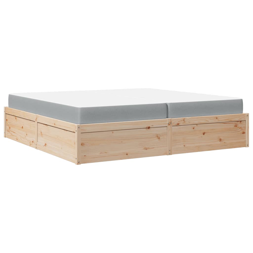 Bed with Mattress 200x200 cm Solid Wood Pine