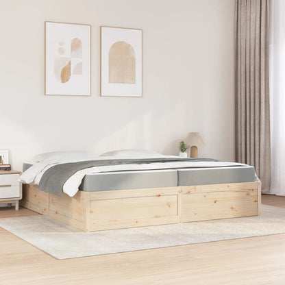 Bed with Mattress 200x200 cm Solid Wood Pine