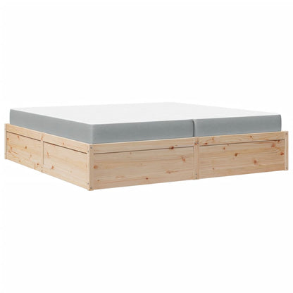 Bed with Mattress 200x200 cm Solid Wood Pine