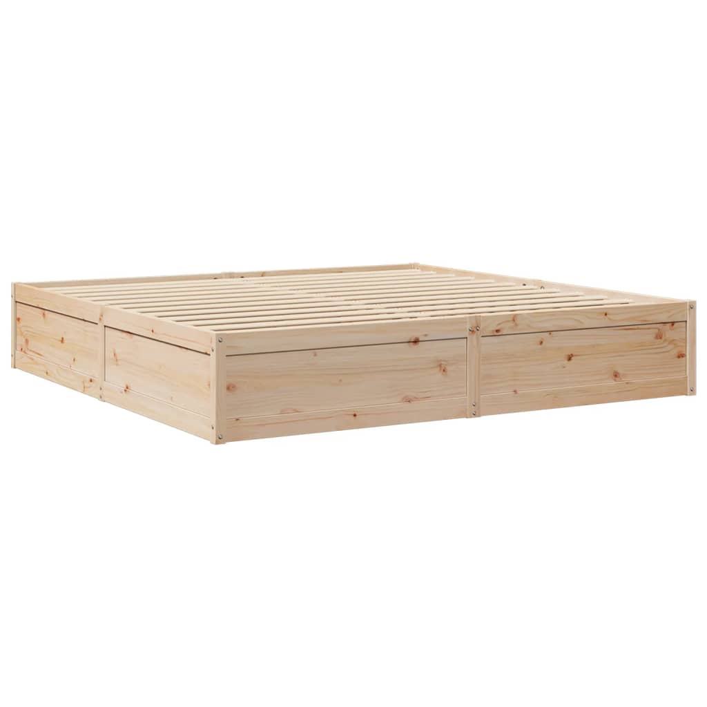 Bed with Mattress 200x200 cm Solid Wood Pine