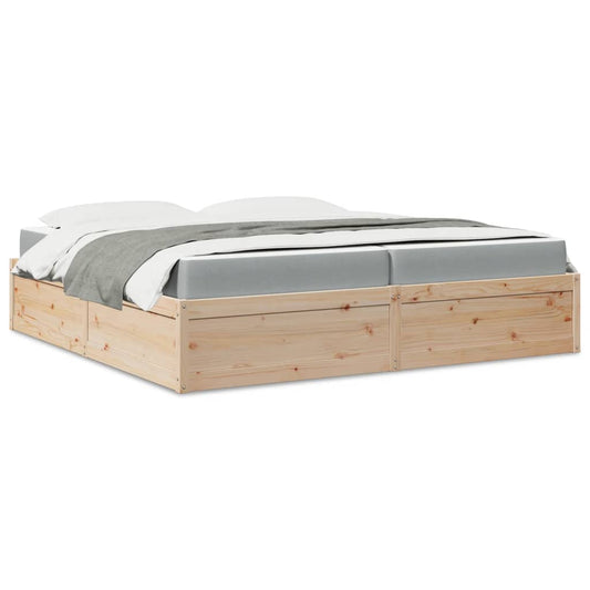 Bed with Mattress 200x200 cm Solid Wood Pine