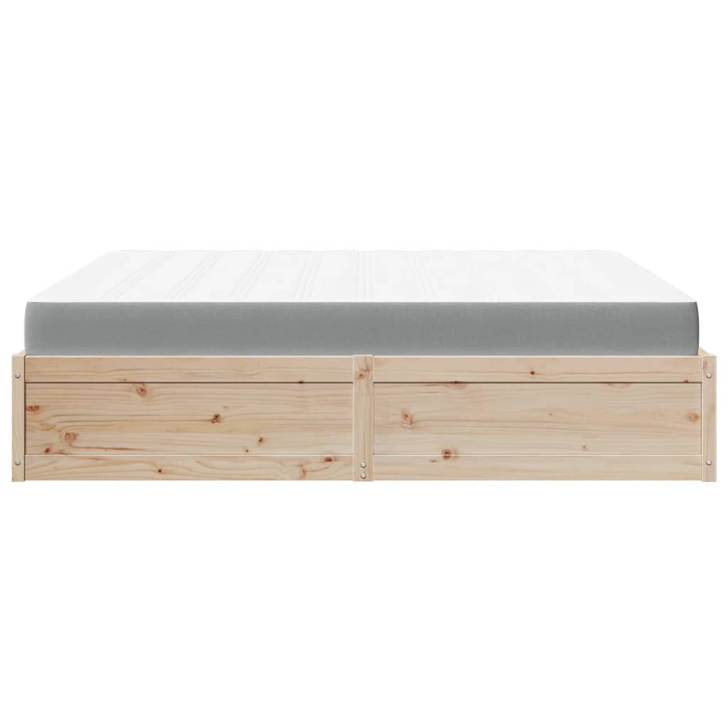 Bed with Mattress 180x200 cm Super King Solid Wood Pine