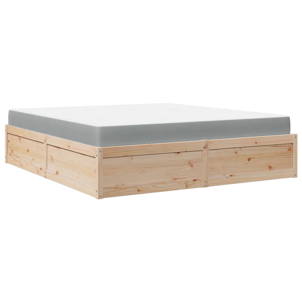 Bed with Mattress 180x200 cm Super King Solid Wood Pine