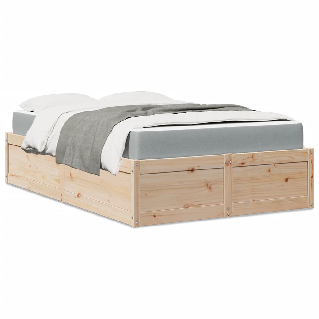 Bed with Mattress 120x200 cm Solid Wood Pine