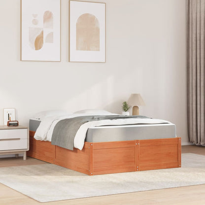 Bed with Mattress Wax Brown 120x200 cm Solid Wood Pine