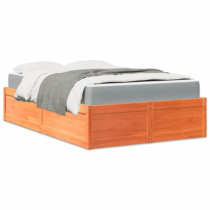 Bed with Mattress Wax Brown 120x200 cm Solid Wood Pine