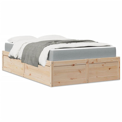 Bed with Mattress 120x190 cm Small Double Solid Wood Pine