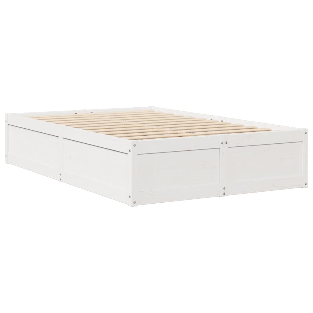 Bed with Mattress White 120x190 cm Small Double Solid Wood Pine