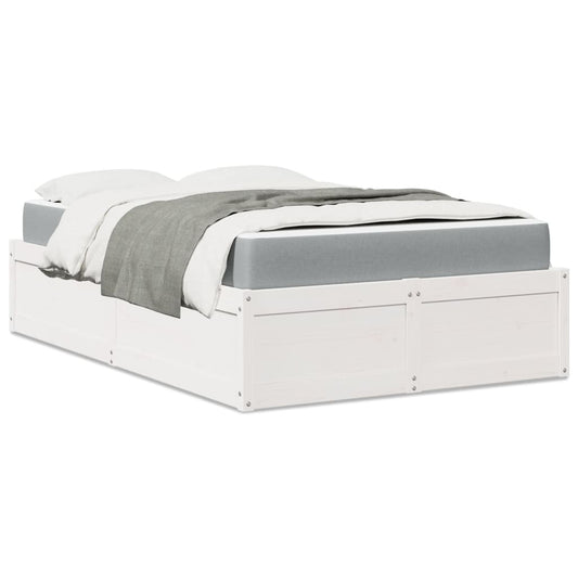 Bed with Mattress White 120x190 cm Small Double Solid Wood Pine