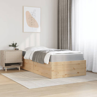 Bed with Mattress 90x190 cm Single Solid Wood Pine