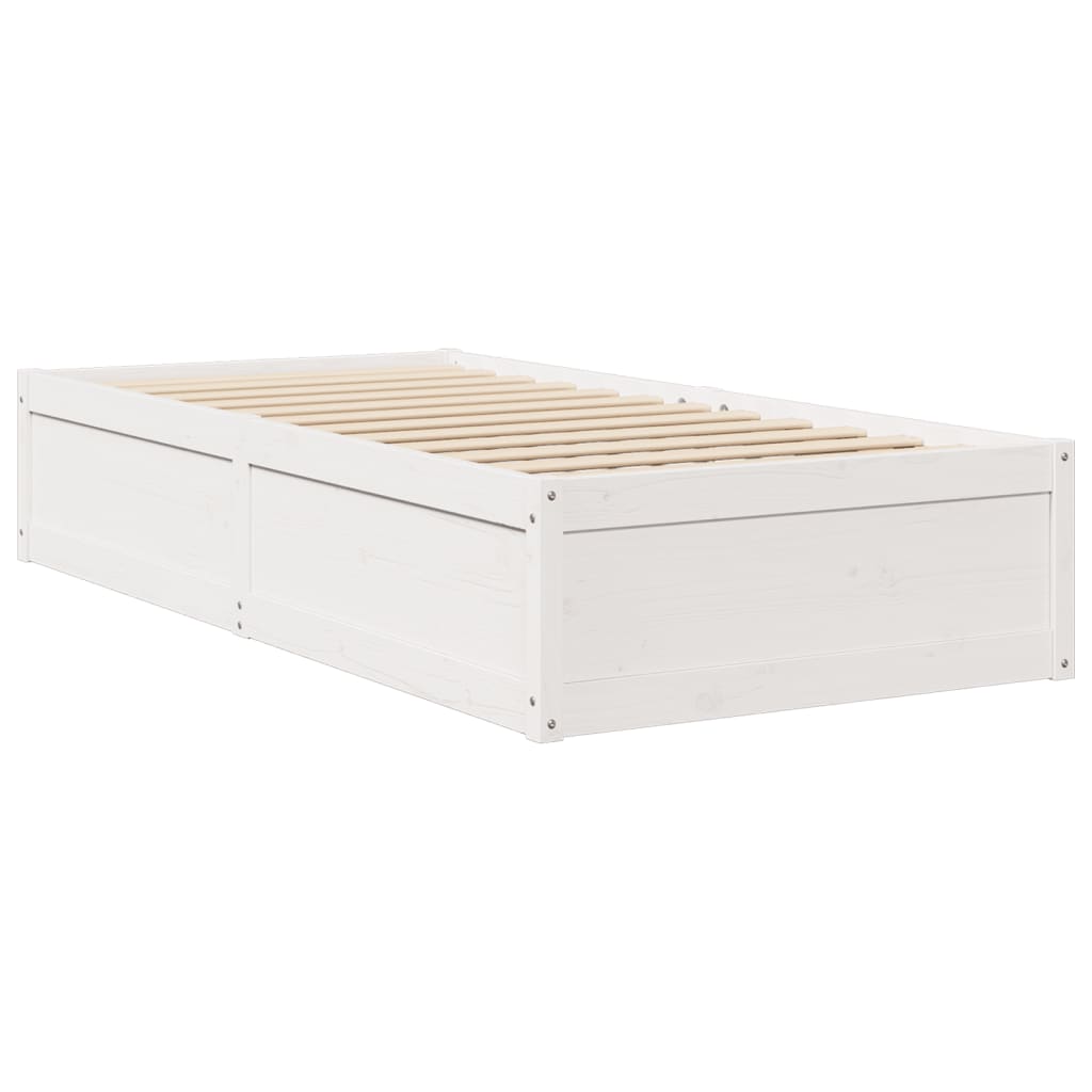 Bed with Mattress White 90x190 cm Single Solid Wood Pine