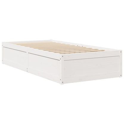 Bed with Mattress White 90x190 cm Single Solid Wood Pine