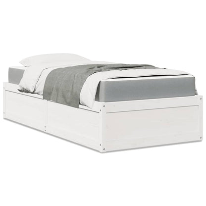 Bed with Mattress White 90x190 cm Single Solid Wood Pine