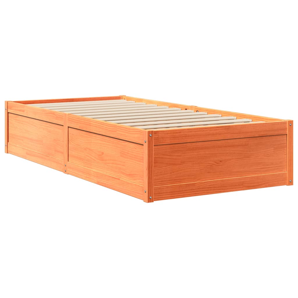 Bed with Mattress Wax Brown 90x190 cm Single Solid Wood Pine