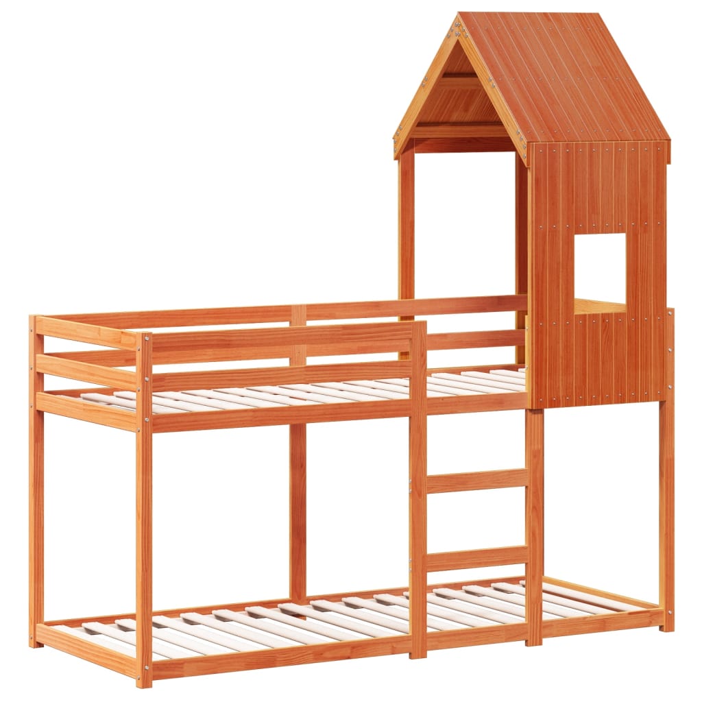 Bunk Bed without Mattress Wax Brown 90x200 cm Solid Wood Pine