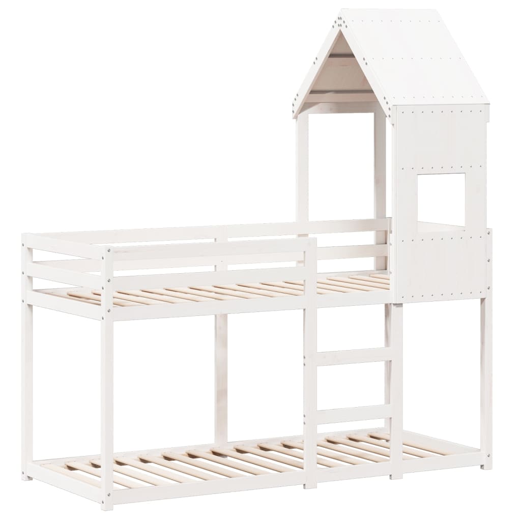 Bunk Bed without Mattress White 90x190 cm Single Solid Wood Pine