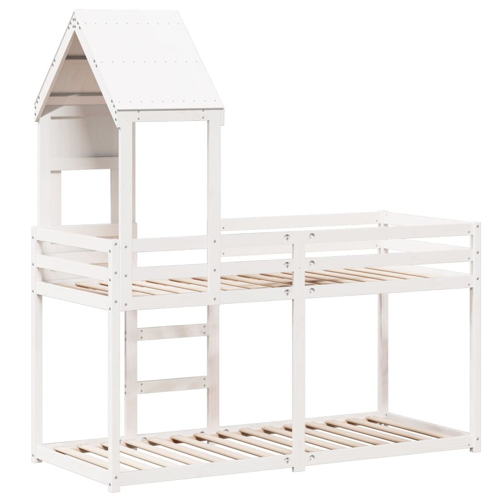 Bunk Bed without Mattress White 90x190 cm Single Solid Wood Pine