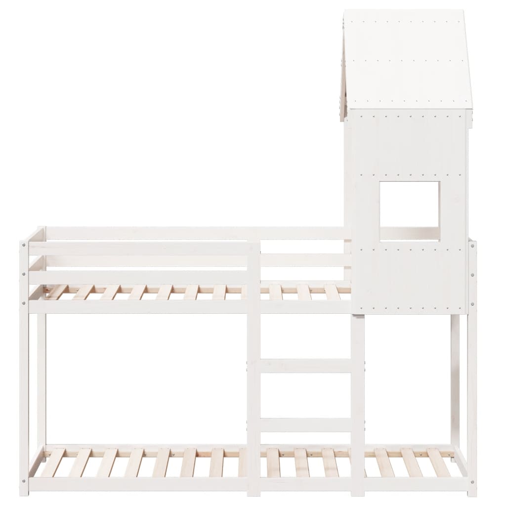 Bunk Bed with Roof White 90x190 cm Solid Wood Pine