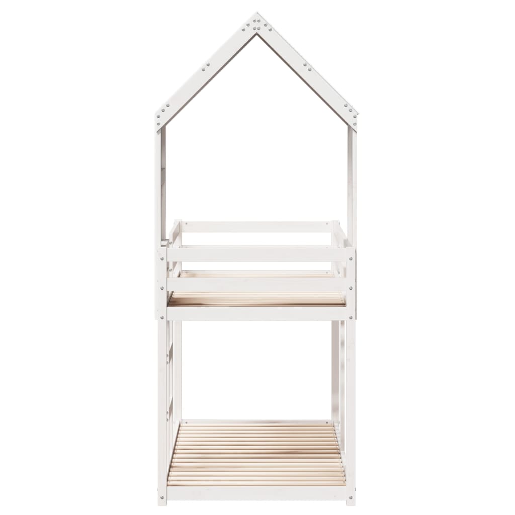 Bunk Bed with Roof White 90x190 cm Solid Wood Pine