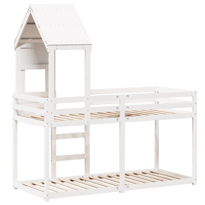 Bunk Bed with Roof White 90x190 cm Solid Wood Pine