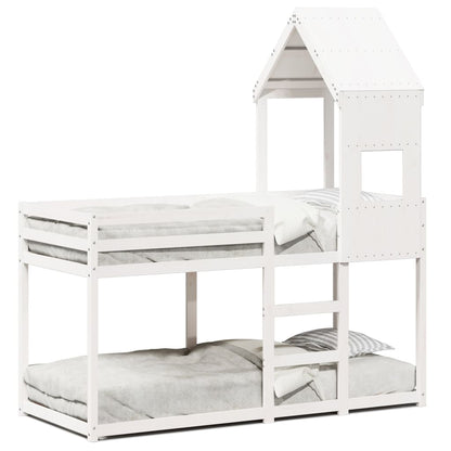 Bunk Bed with Roof White 90x190 cm Solid Wood Pine