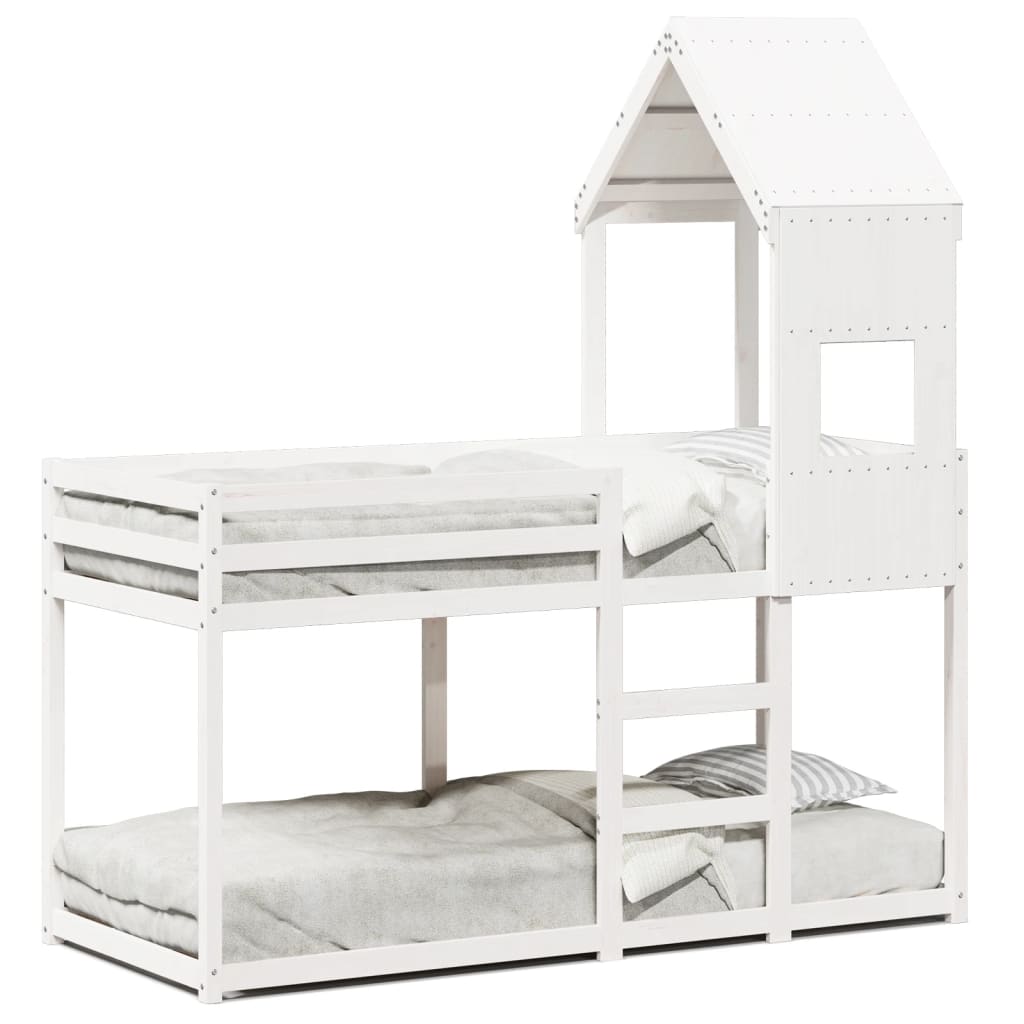 Bunk Bed without Mattress White 75x190 cm Small Single Solid Wood Pine