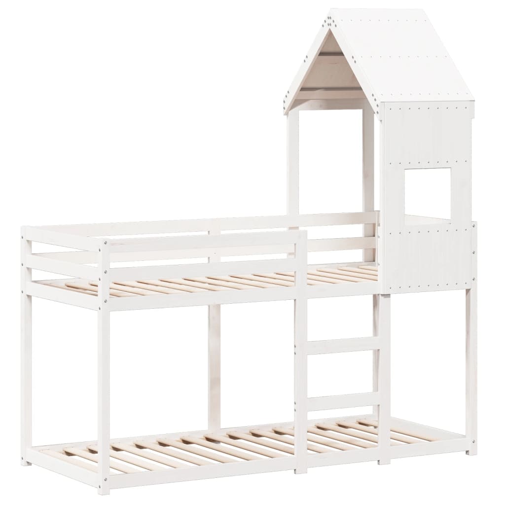 Bunk Bed without Mattress White 75x190 cm Small Single Solid Wood Pine