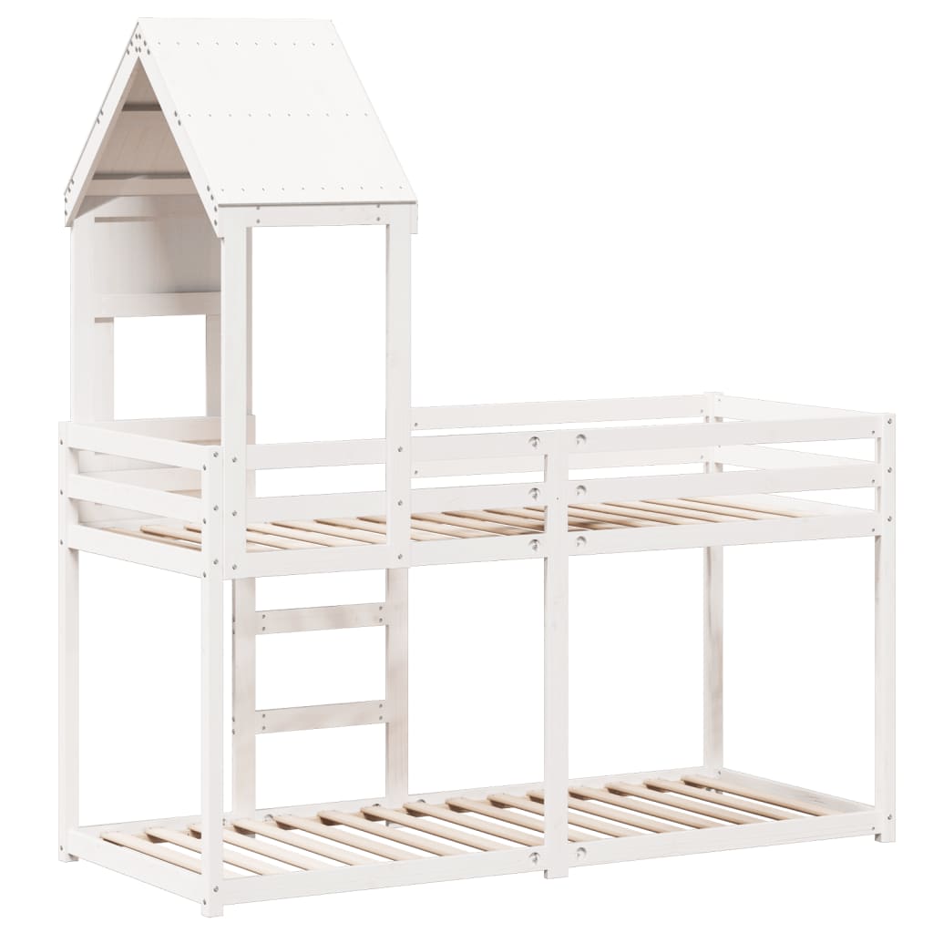 Bunk Bed without Mattress White 75x190 cm Small Single Solid Wood Pine