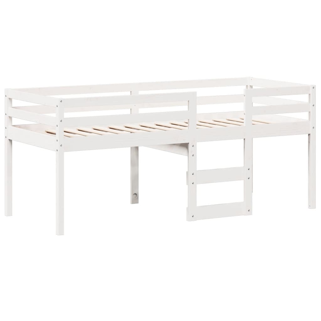 High Sleeper Bed with Roof White 90x190 cm Solid Wood Pine