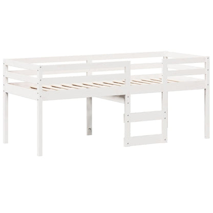 High Sleeper Bed with Roof White 90x190 cm Solid Wood Pine