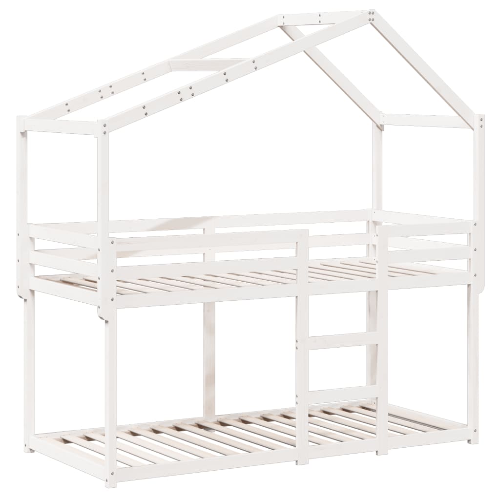 Bunk Bed without Mattress White 90x190 cm Single Solid Wood Pine