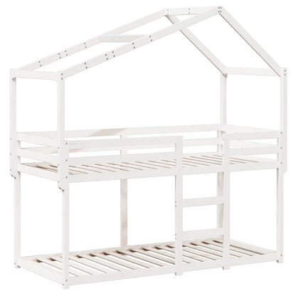 Bunk Bed with Roof White 90x190 cm Solid Wood Pine