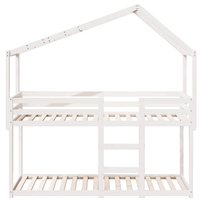 Bunk Bed with Roof White 90x190 cm Solid Wood Pine