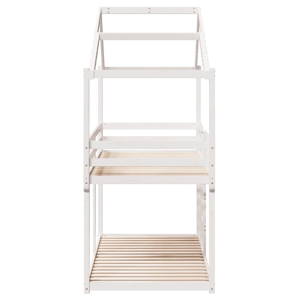 Bunk Bed with Roof White 90x190 cm Solid Wood Pine