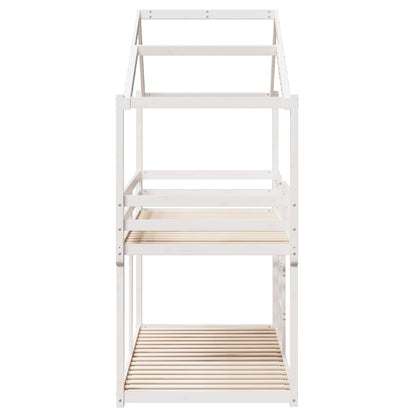 Bunk Bed with Roof White 90x190 cm Solid Wood Pine