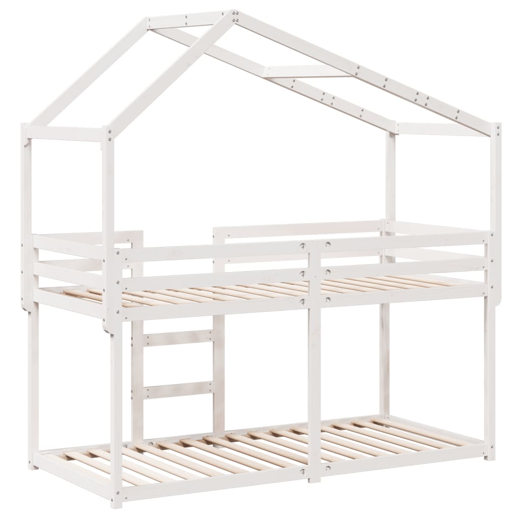 Bunk Bed with Roof White 90x190 cm Solid Wood Pine