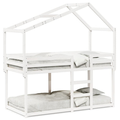 Bunk Bed with Roof White 90x190 cm Solid Wood Pine