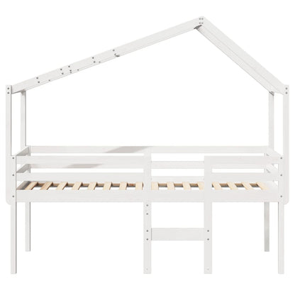 High Sleeper Bed without Mattress White 90x200 cm Solid Wood Pine