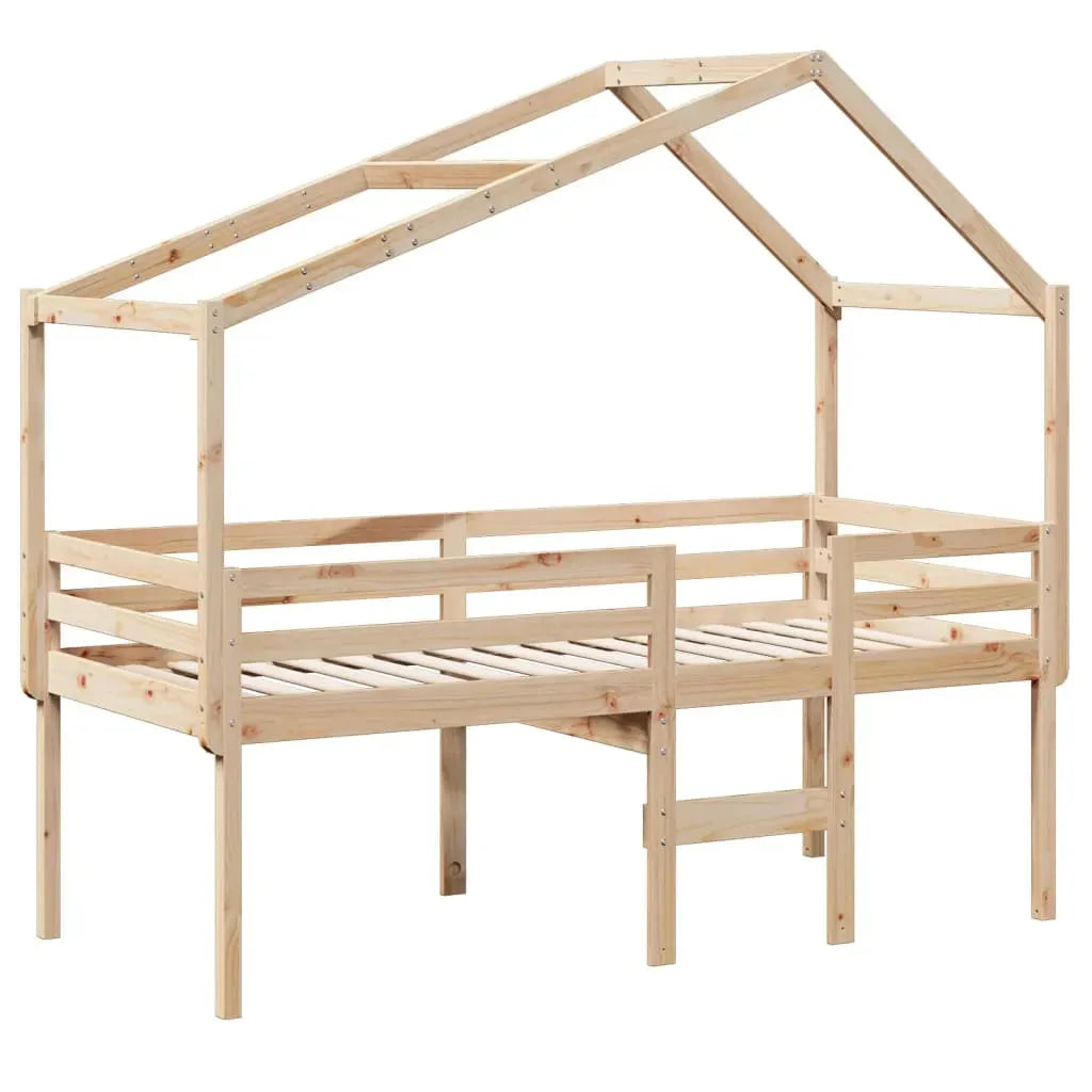 High Sleeper Bed without Mattress 90x190 cm Single Solid Wood Pine