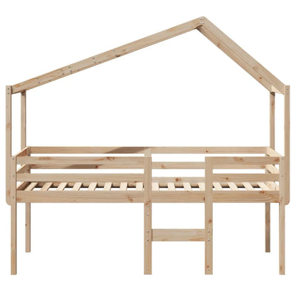 High Sleeper Bed without Mattress 90x190 cm Single Solid Wood Pine