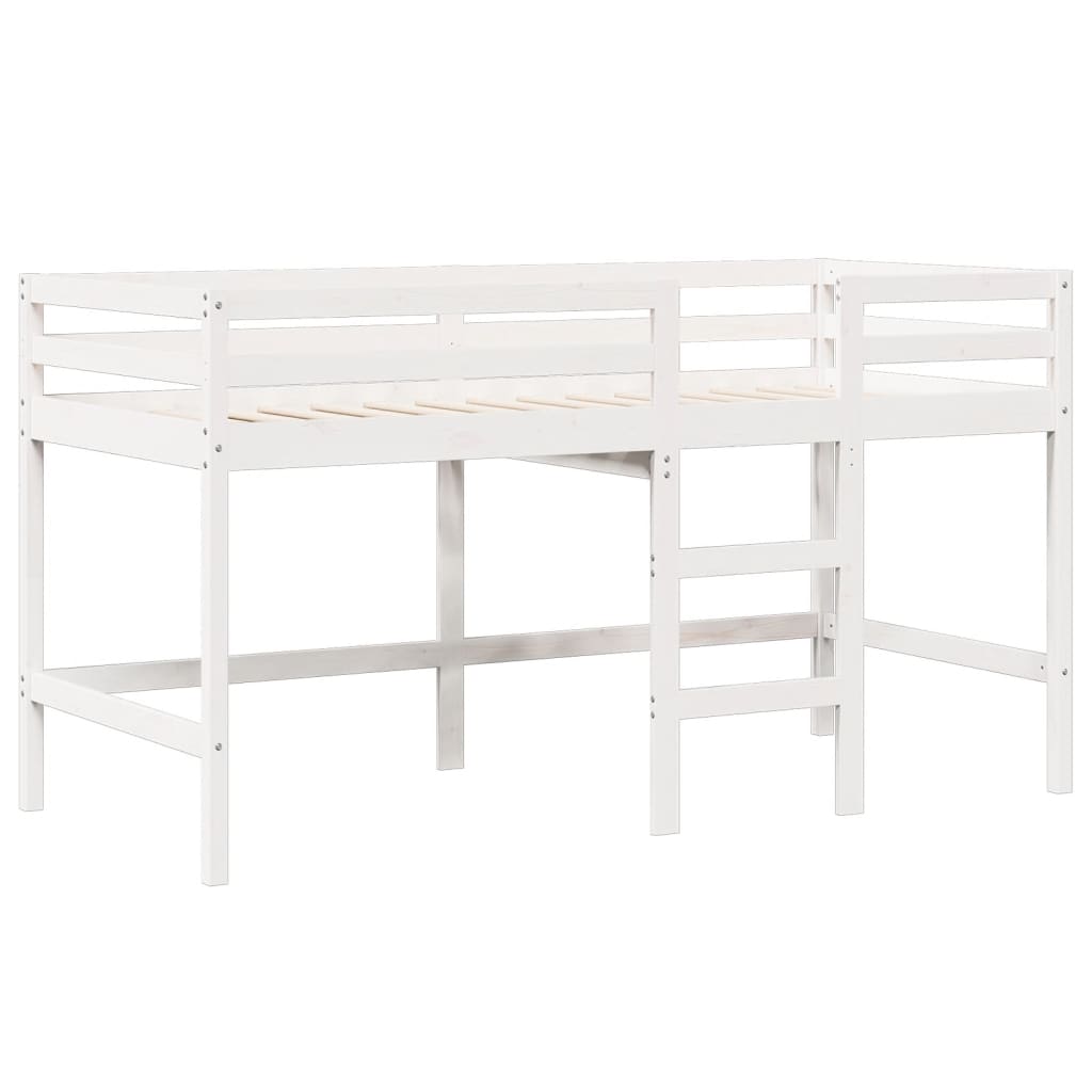 High Sleeper Bed with Roof White 90x190 cm Solid Wood Pine