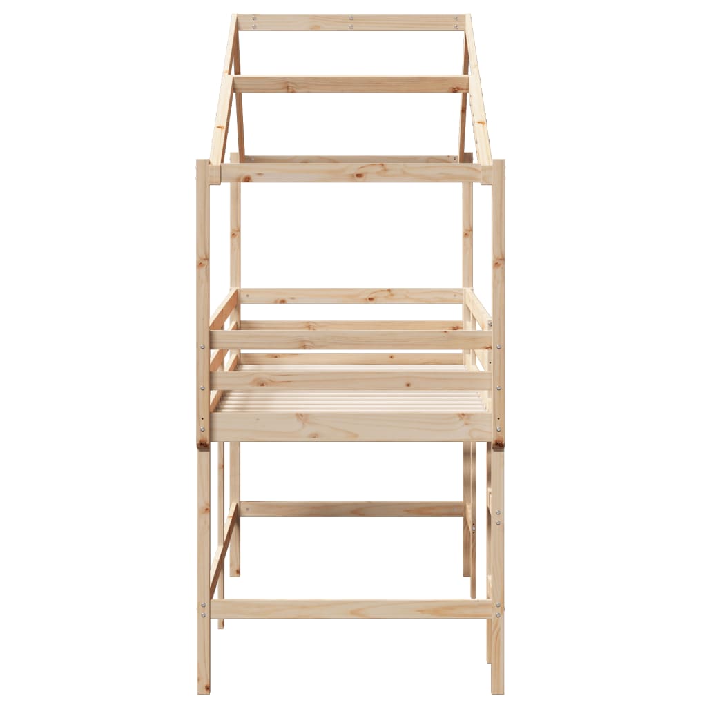 Loft Bed with Ladder and Roof 90x190 cm Solid Wood Pine