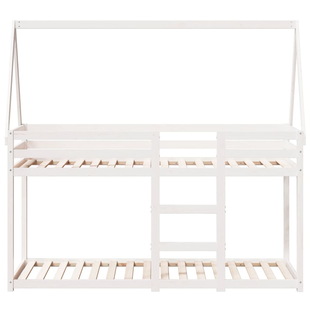 Bunk Bed without Mattress White 90x190 cm Single Solid Wood Pine